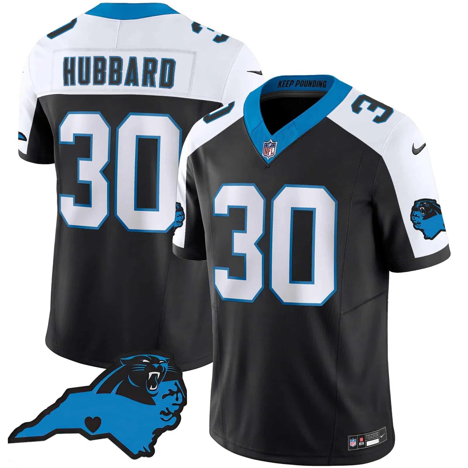 Men Carolina Panthers #30 Hubbard Black 2024 Nike Vapor Limited NFL Jersey